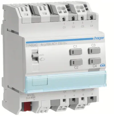 Module de sortie AMD KNX Hager system 16A quadruple 