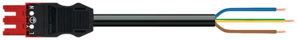 Cavo di raccordo MIDI 3×2.5mm² 20A 250V 1m cod.P presa-libera rosso Cca 