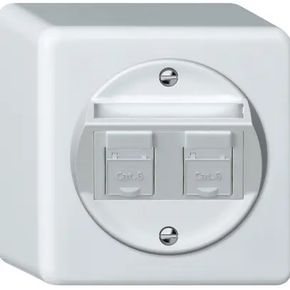 Boîte de raccordement AP origin 2×RJ45 8(8) cat.6 oblique 88×88×54mm blanc 