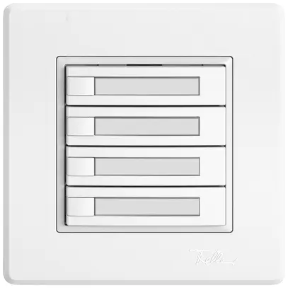 Poussoir universel ENC EDIZIO.liv UNI SNAPFIX® 12…48V s.LED 4× comm.1T étiqu.bc 