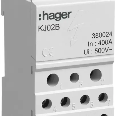 Bloc répartiteur Hager 400A 1L 1×150mm² 2×2.5…25mm² + 5×1.5…16mm² + 4×10mm² 