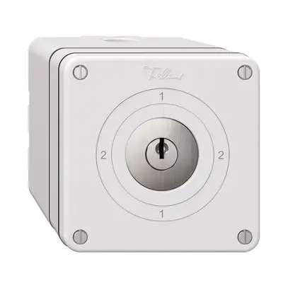 Interrupteur rotatif NAPU NEVO, 3/2L, avec serrure&2 clés, KS, 2-1-2-1, blanc 