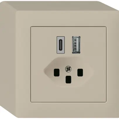 Presa di carica USB AP kallysto 18W PD 1×tipo A 1×tipo C T23 beige 