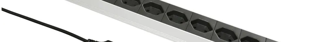 Presa multipla 19" Elcase, 8×T13, 3m T13, 1UA, Al nero 