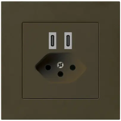 Prise de charge USB ENC Hager kallysto.pro C-C 20W+T13 5V 94×94mm brun 