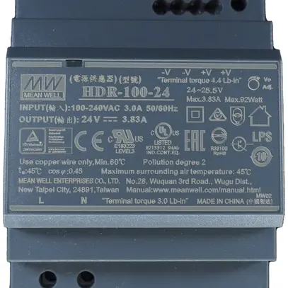 Alimentation AMD MEAN WELL HDR-100-24, IN: 85…264VAC, OUT: 24VDC/92W, 4UM 