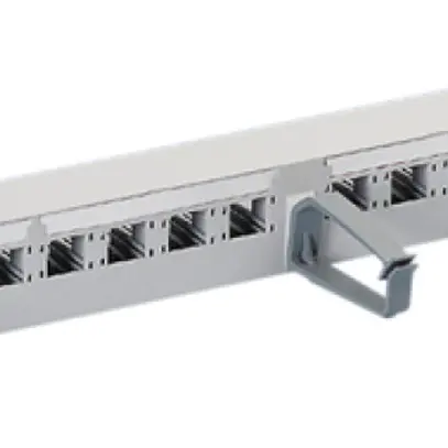 Pannello di distribuzione 19" 1UA 16p/s, cat.6A grigio, vuoto, R&M 