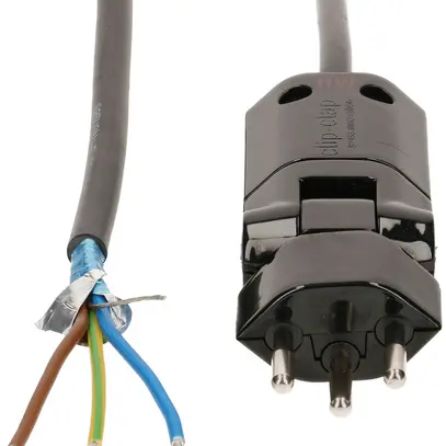 Apparatekabel MAX HAURI Td 3×1mm² 3m schwarz 180° Stecker Clip-Clap T12 