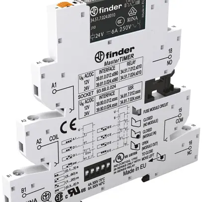 Relè accoppiam.AMD Finder 39 Maste RTIMER, 1Ch 6A/24VUC SSR morsetti a vite 