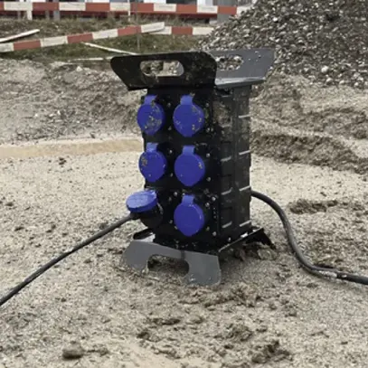 Stromverteiler A. Steffen mit ständer 6×T23 3p IP55 8m schwarz 