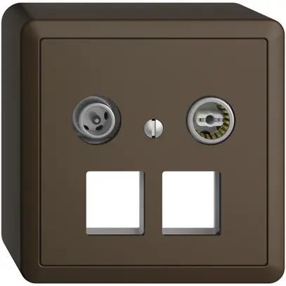 Prise multimédia 19dB AP Edue, prise d.passage, p.2×RJ45 Keystone, a.capot, cof 
