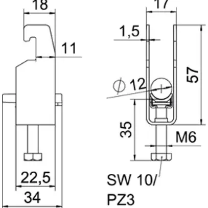 Brida rapida BET 2056 piede a U mater.sintetica 8…12mm 2×cavo acciaio Zn-cal-im 