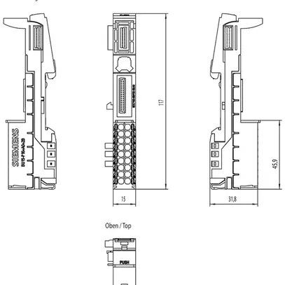 Unità base PLC Siemens SIMATIC ET200SP A0 BU15-P16+A0+2B, push-in, 10 pz 