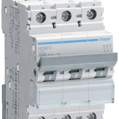 Disgiuntore Hager MCB 3P 415V tipo C 13A Icn 10kA 3UM 