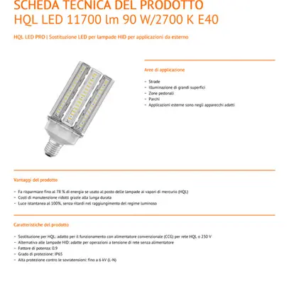 Lampe LED LEDVANCE HQL LED PRO E40 90W 11700lm 2700K 