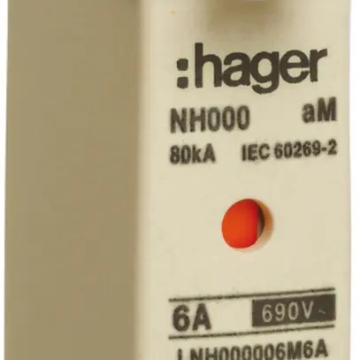 Fusibile HPC Hager DIN000 690VAC 6A aM segnalatore doppio inossidabile 