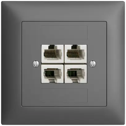 Prise ENC 4×RJ45/u 4P sép.EDIZIOdue gris foncé, ITplus 