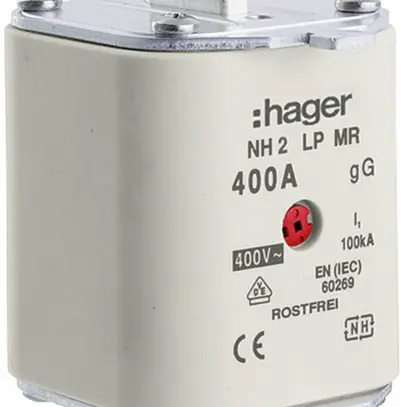 Fusible HPC Hager DIN2 400VAC 400A gG/gL avertisseur central inoxydable 