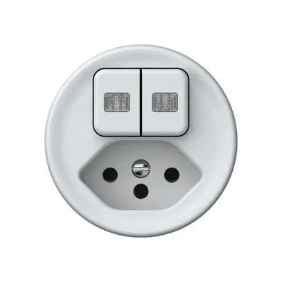 Combinazione origin 2×tasti 2×luminoso 2CO+T13 1P 0<1 10A 230V 60×60mm bianco 