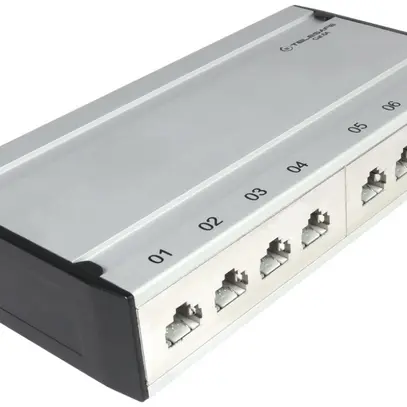 Patch box mini 8×RJ45 cat.6 STP, gris aluminium, blindé 