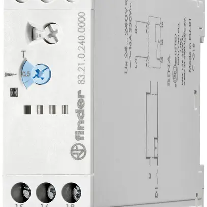 Relais temporisé INC Finder 83.21, 1C 16A 24…240VAC/DC intervalle 