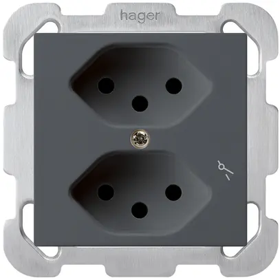 Prise ENC kallysto 2×T13/1 anthracite avec plaque de fixation 