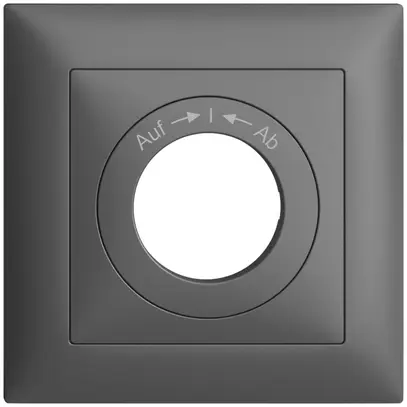 Kit front. EDIZIOdue Auf->I<-Ab 88×88mm gris foncé, pour interr.rot 
