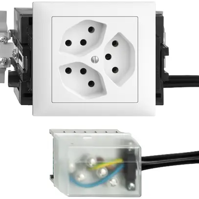 Prise INC EDIZIOdue 3×T13 L3 53mm blanc pour câble plat powerbus 