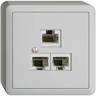 Boîte AP 3×RJ45/s 4P sép.EDIZIOdue gris clair, R&M swissline 