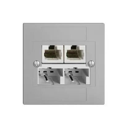 Scatola INC SOHO 2×TT/2×RJ45/u sep.ITplus EDIZIOdue silver 
