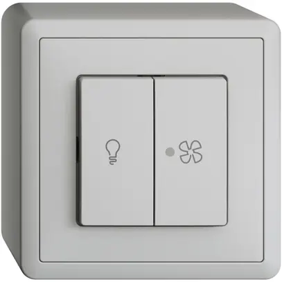Interruttore AP per luce e ventilaz. EDIZIOdue grigio chiaro, LED giallo 