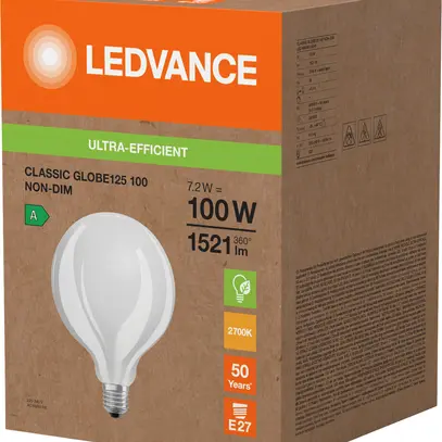 Lampada LED LEDVANCE CLASSIC GLOBE E27 7.2W 1521lm 2700K Ø125×168mm R39 opaco 
