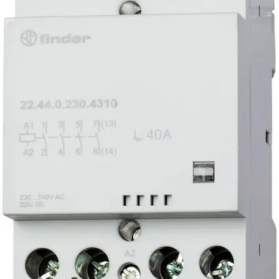 Contattore AMD Finder 22.44, 3Ch+1R 40A/230VUC AgSnO2, indicatore, 3UM 