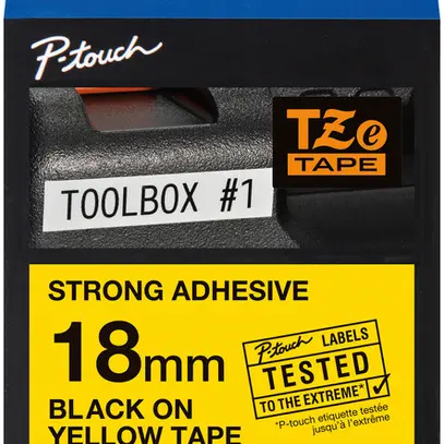 Cassette ruban Brother TZe 18mm×8m jaune/noir 
