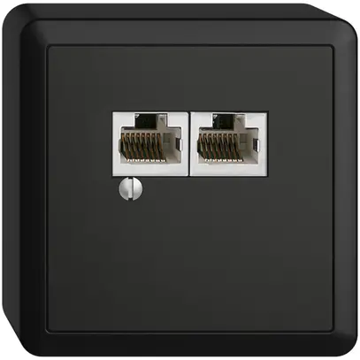 Scatola AP 2×RJ45/s 8P par. EDIZIOdue R&M swissline nero 