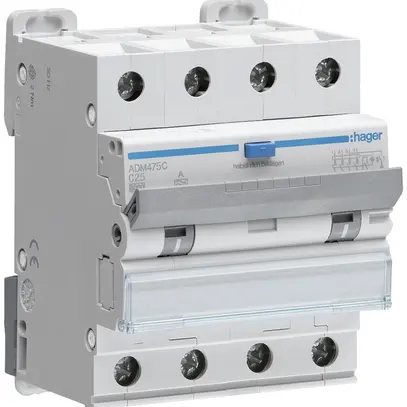 Disgiuntore differenziale Hager RCBO 4P 400V car.C 25A 0.03A tipo A 6kA 4UM 