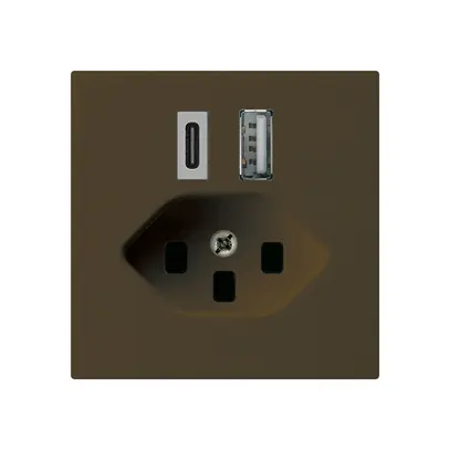 Prise de charge USB kallysto 18W PD 1×type A 1×type C T23 brun 