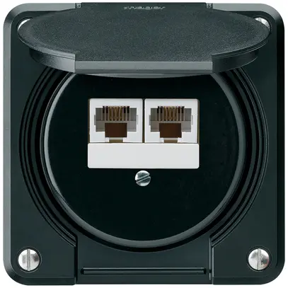 Scatola di raccordo INC robusto IP55 nero 2×RJ45/u parallele per combinazione 