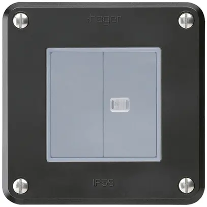 Contatto pulsante INC robusto IP55 2×1P nero 1×illuminato 