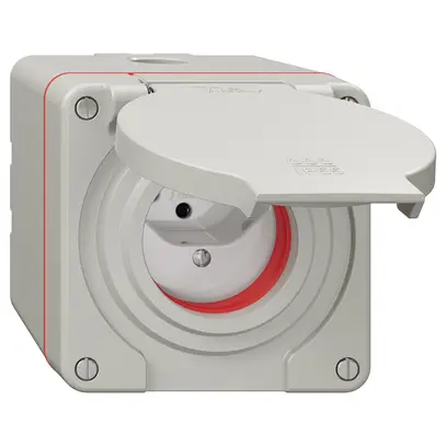 Prise NAP NEVO, 1×T13, IP55 d'après SN 441011, a.joint rouge, gris clair 