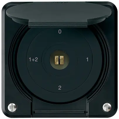 Interrupteur à clé carrée ENC robusto IP55 avec clapet S1/1P noir combi 