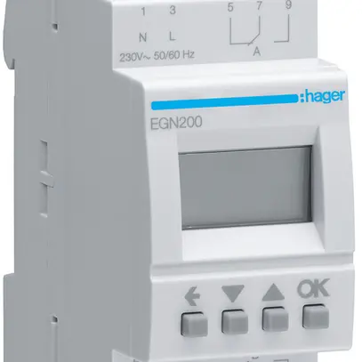 Timer Hager digitale multifunzione 2 canali Bluetooth 2 invertitori 16A 2 UM 