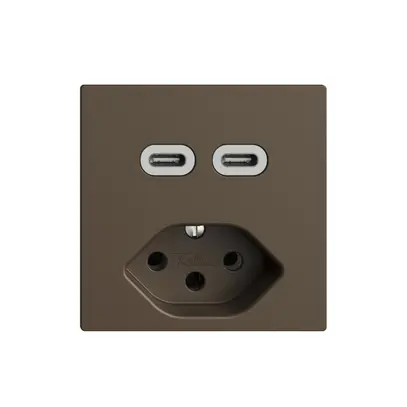 Presa USB 2×tipo C + tipo 13 Feller EDIZIOdue F 230V 3000mA coffee 