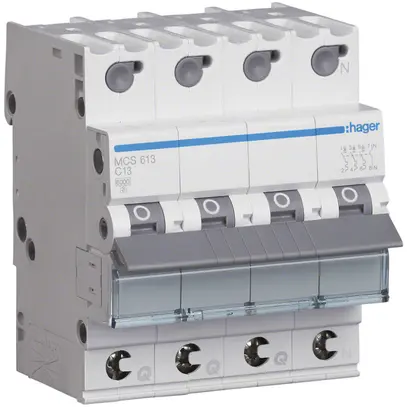 Disgiuntore Hager MCB quickconnect 4P 415V tipo C 13A Icn 6kA 4UM 