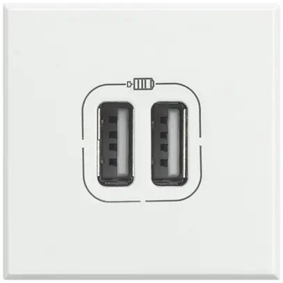 Prise de charge USB INC Axolute 2 modules, double, 5V, 2400mA, blanc 