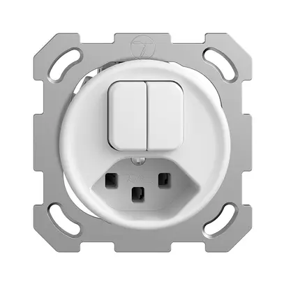 Combinazione INC 2×A-R/1L+T23 bianco 16A Sdue 