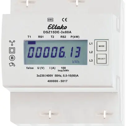 Contatore energia AMD Eltako DSZ15DE, 3×80A tariffa singola/doppia 