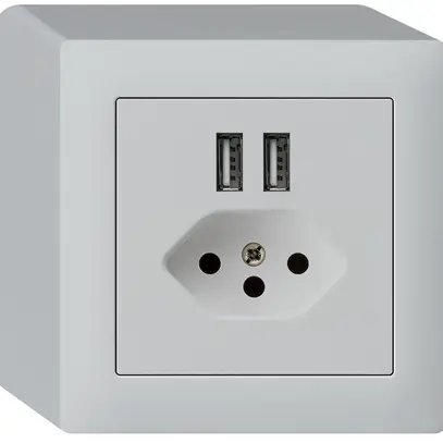 Presa AP 2×USB & T13 kallysto Q 2400mA grigio chiaro 
