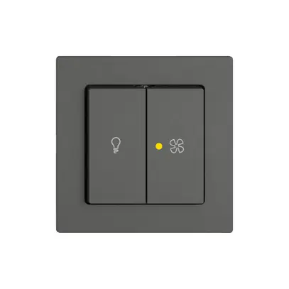 Interrupteur à poussoir lumineux EDIZIO.liv SNAPFIX® lum&vent.3/3/1L KS jn grf 