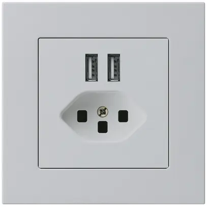 Presa INC 2×USB & T23 kallysto.pro 2400mA grigio chiaro 